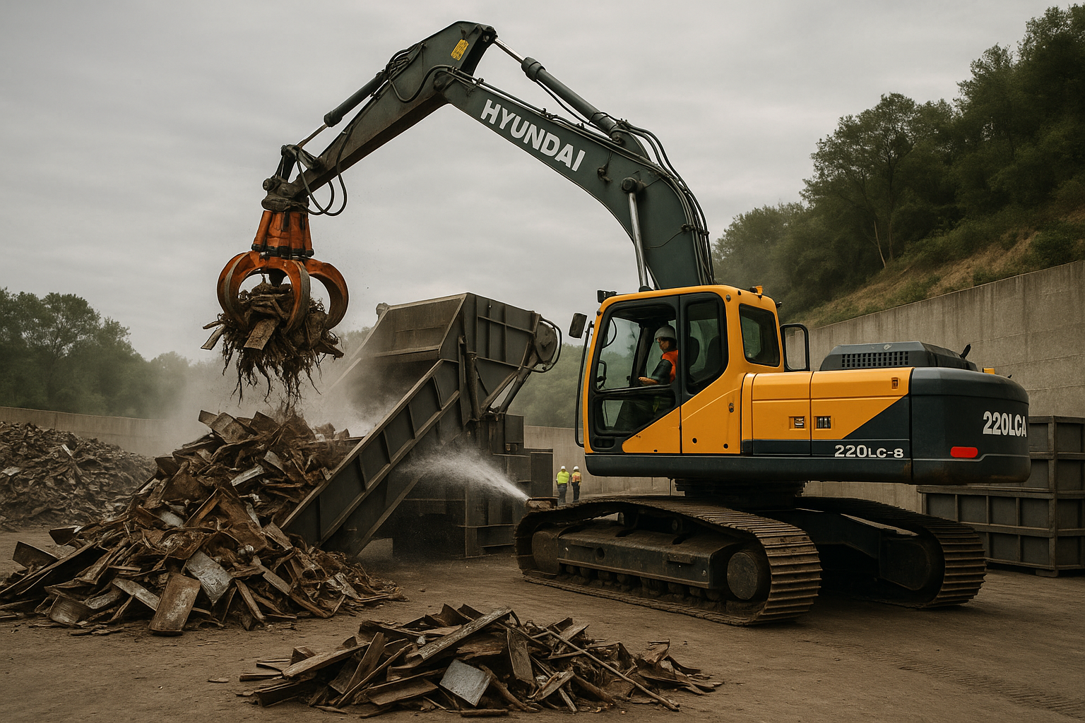 Pinça ou balde: alimentar trituradores de resíduos metálicos