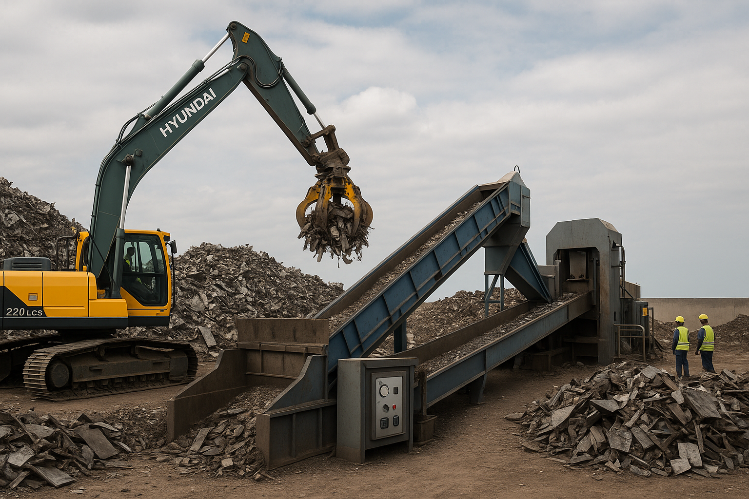 Alimentador ideal para tesoura hidráulica em sucata