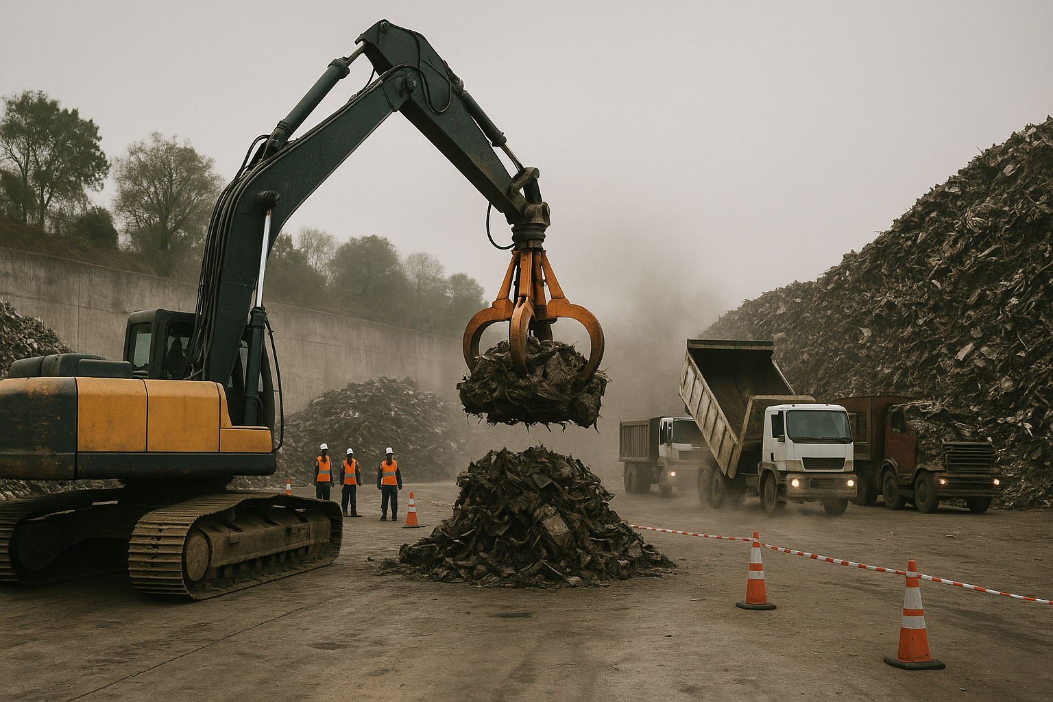 Quando optar por pinça articulada em pátios de sucata