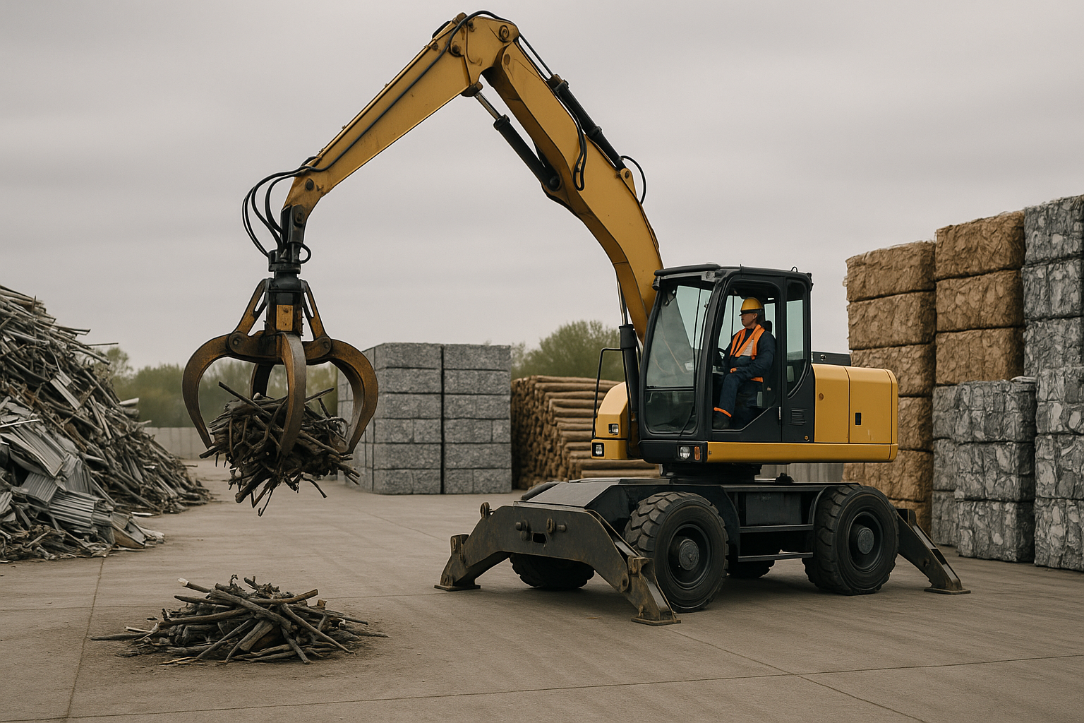 Operação de pátio com caminhões-garra
