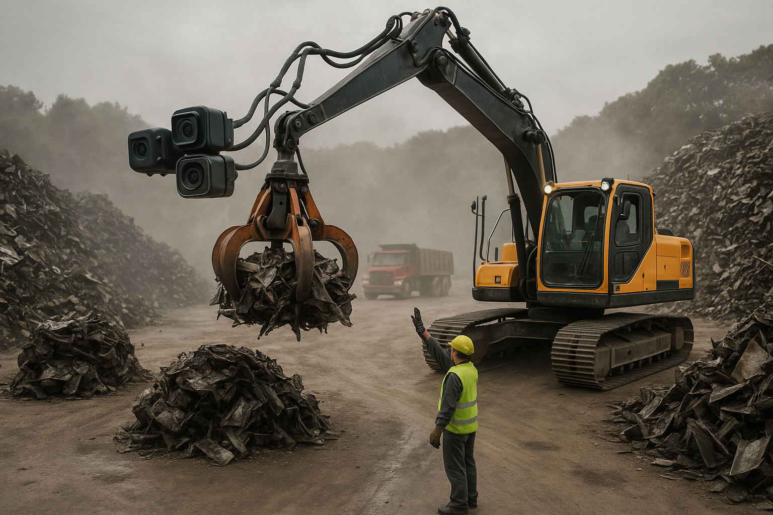 Câmeras na caçamba para reduzir reposicionamentos