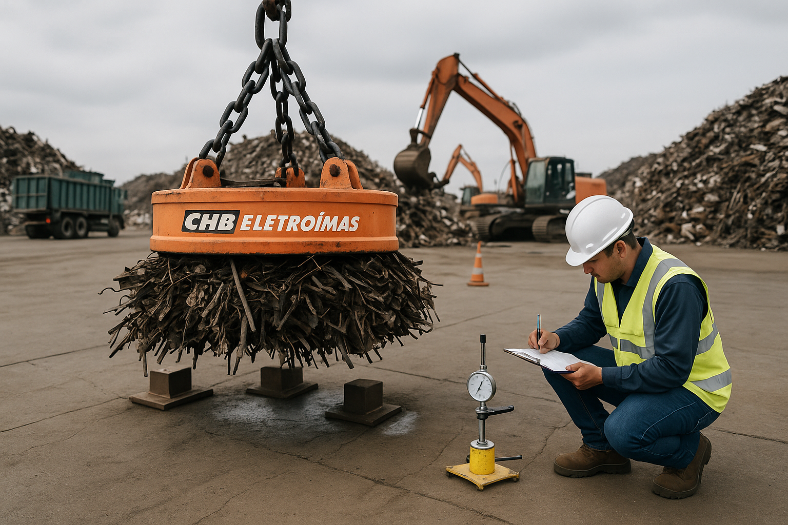 Carga concentrada de eletroímã: avaliar resistência do piso