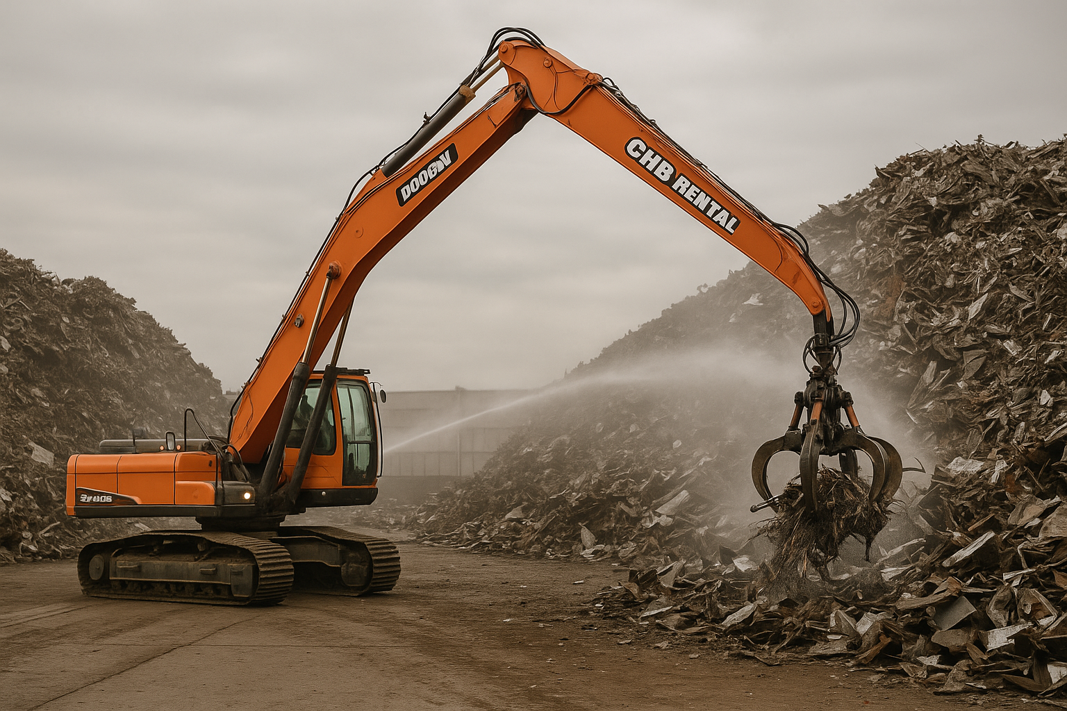 Controle de poeira em pátios de sucata