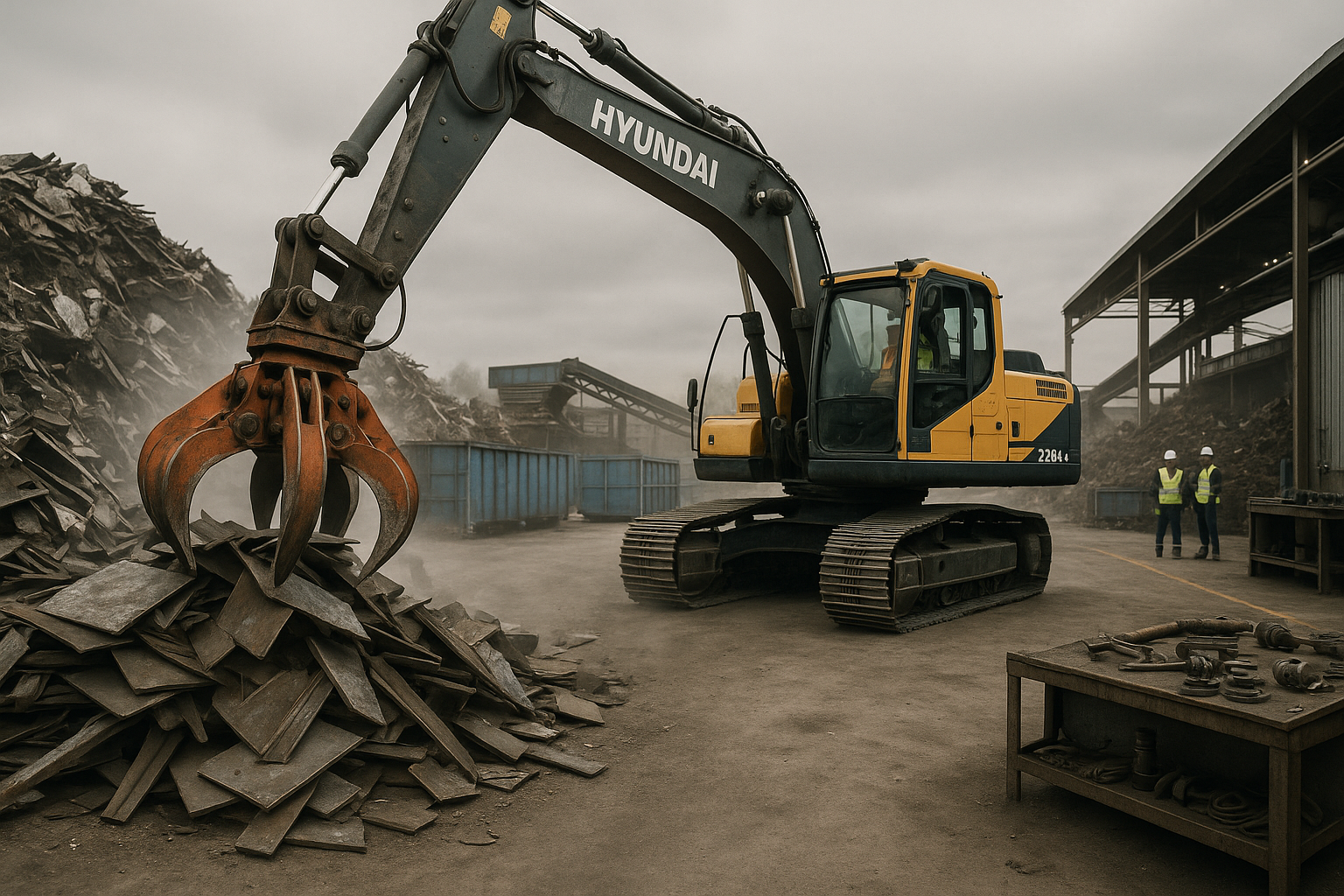 Revestimentos contra abrasão para garras em sucata pesada