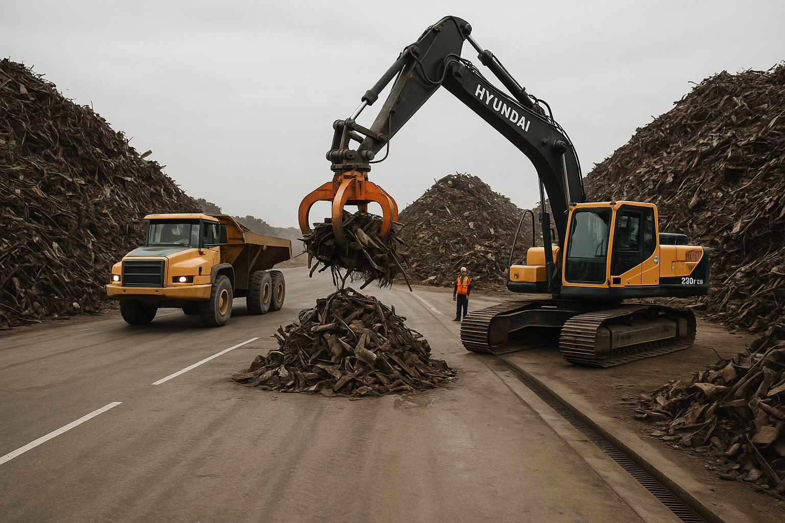 Largura mínima de pista para caminhões de sucata