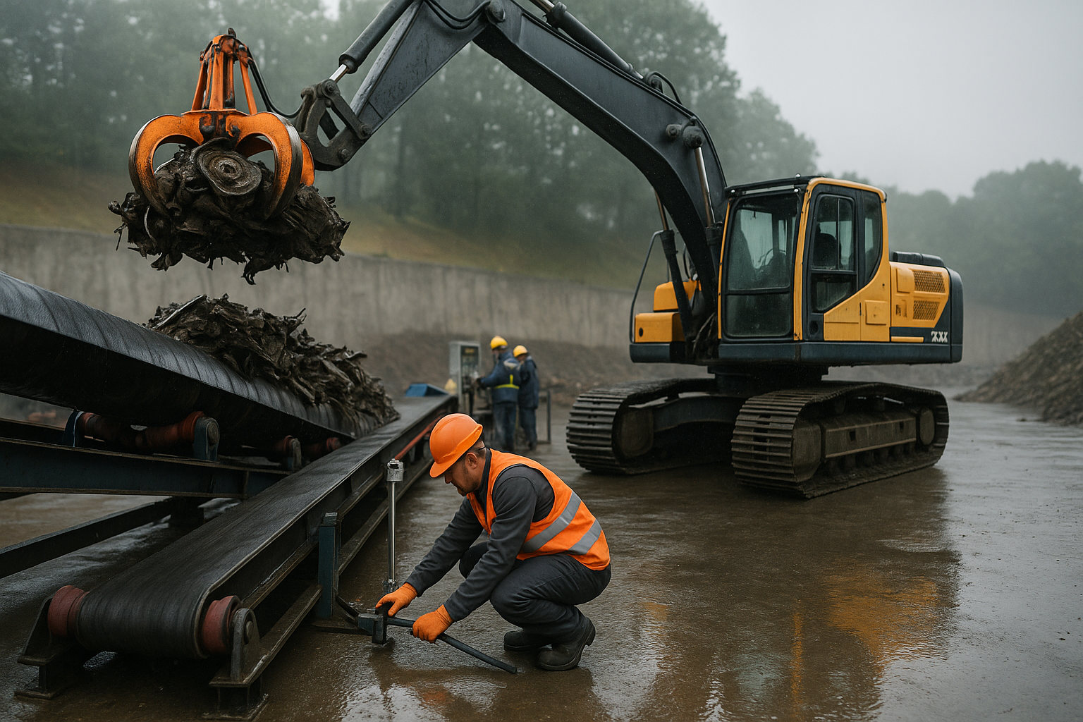 Alinhamento de esteiras para evitar deslocamento de fardos