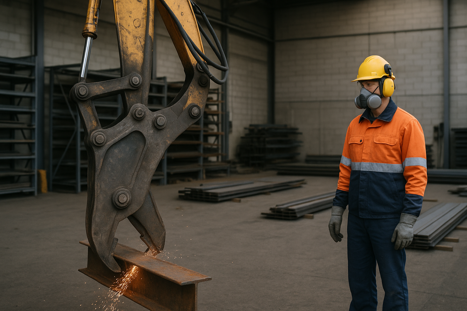 Integração de tesouras hidráulicas em escavadeiras