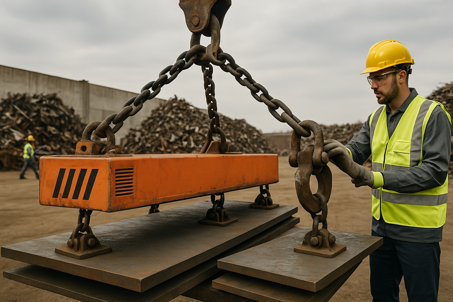 Fixação insegura em eletroímãs: evitar quedas de carga