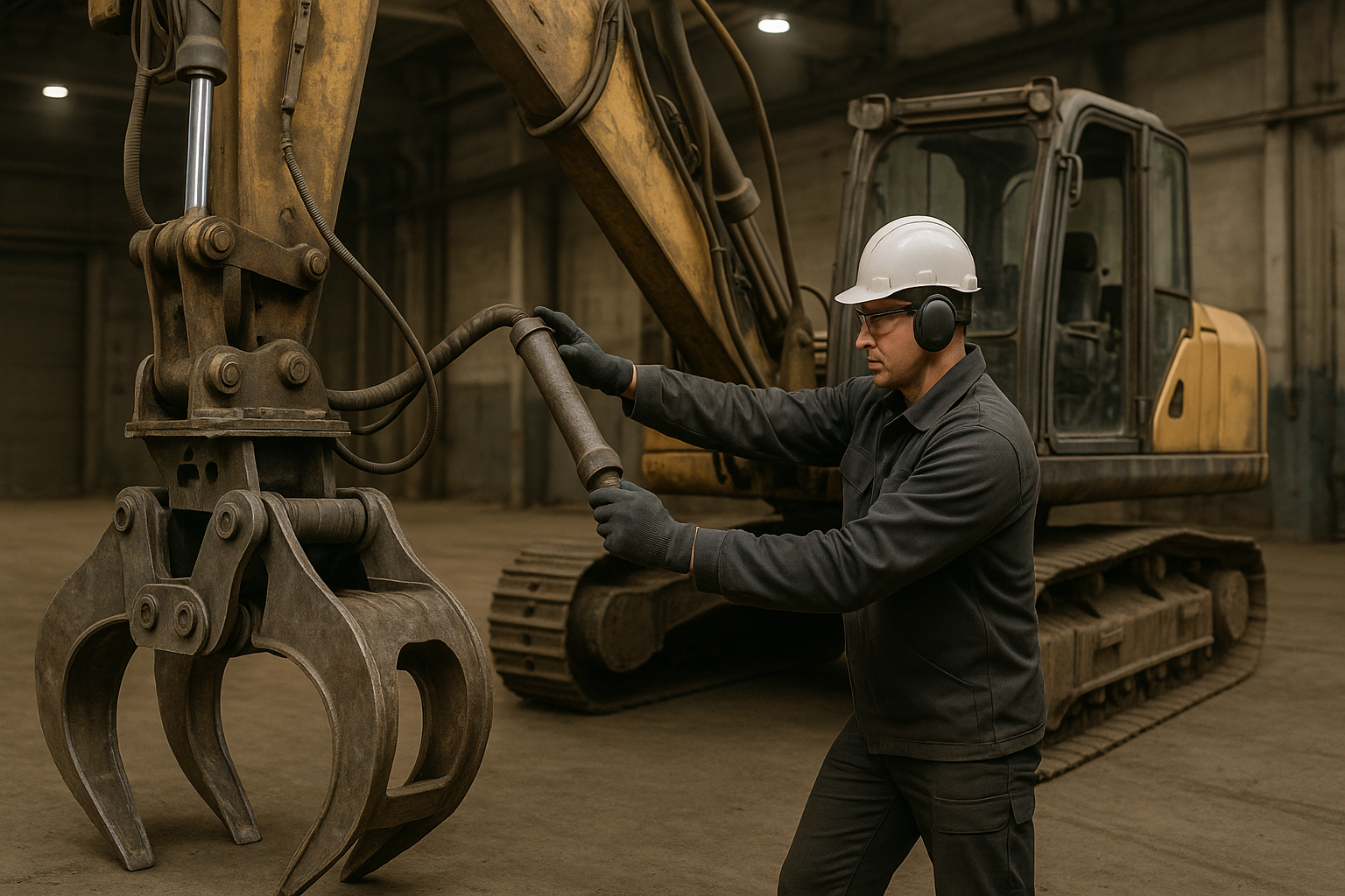 Critérios técnicos para pinça em escavadeiras