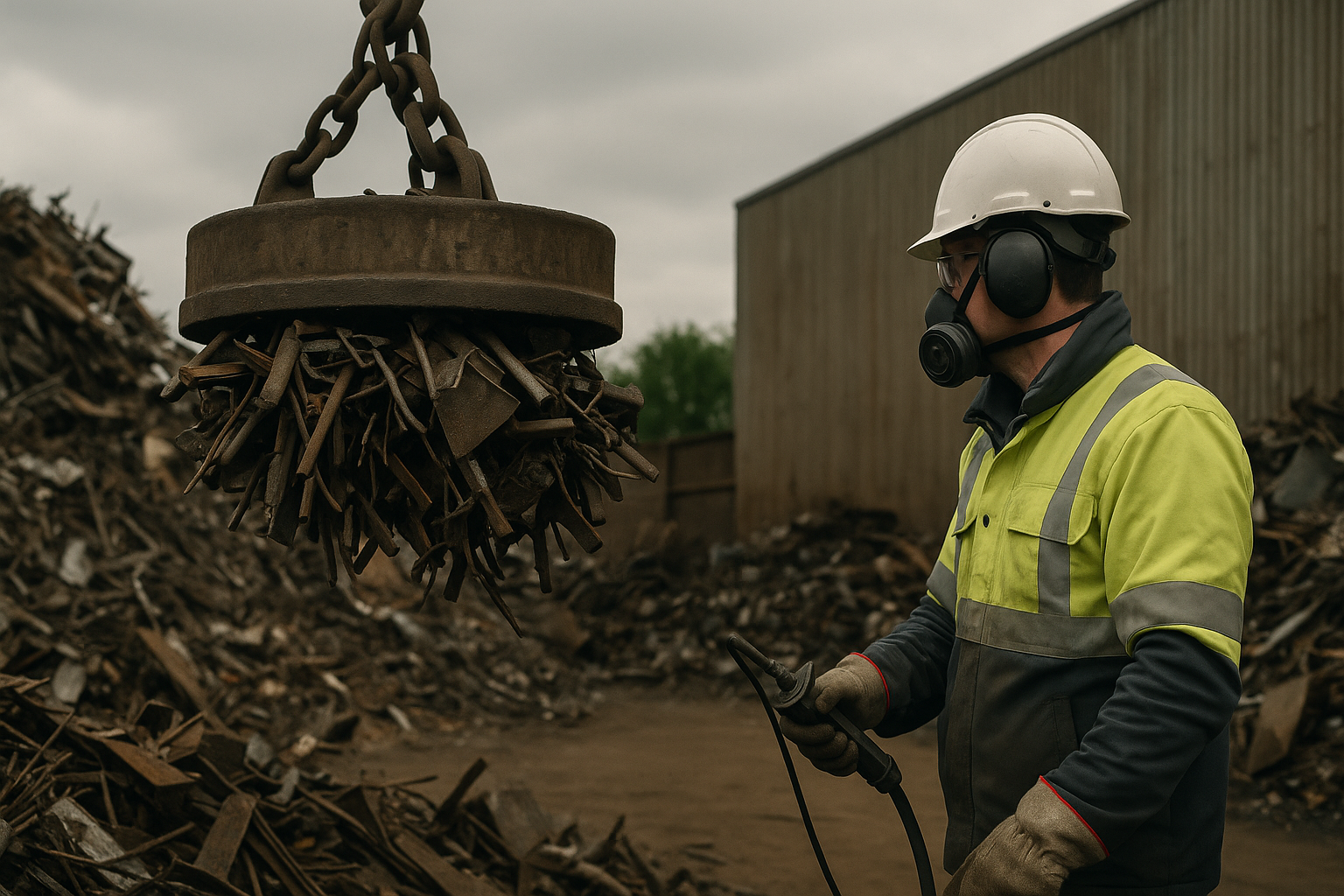 Capacidade de eletroímãs para cargas ferrosas mistas
